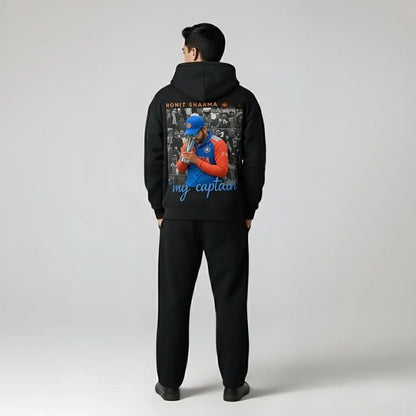 Rohit Sharma My Caption Black Hoodie-Premium fan Edition SR Lagesy
